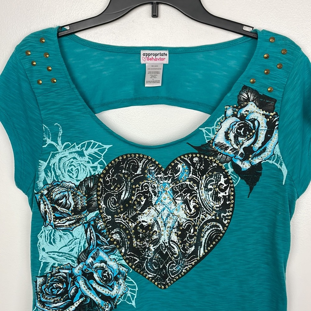 Appropriate Behavior Blouse Color Turquoise Size Large - Picture 2 of 7